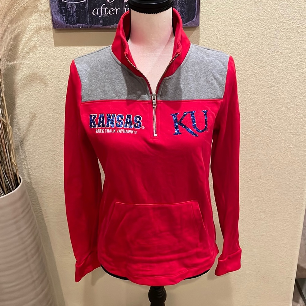 PINK VICTORIA SECRET 5TH & OCEAN KANSAS KU 1/4 ZIP SWEATSHIRT SIZE XS